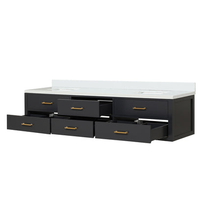 Castor 84 in W x 22 in D Black Double Bath Vanity