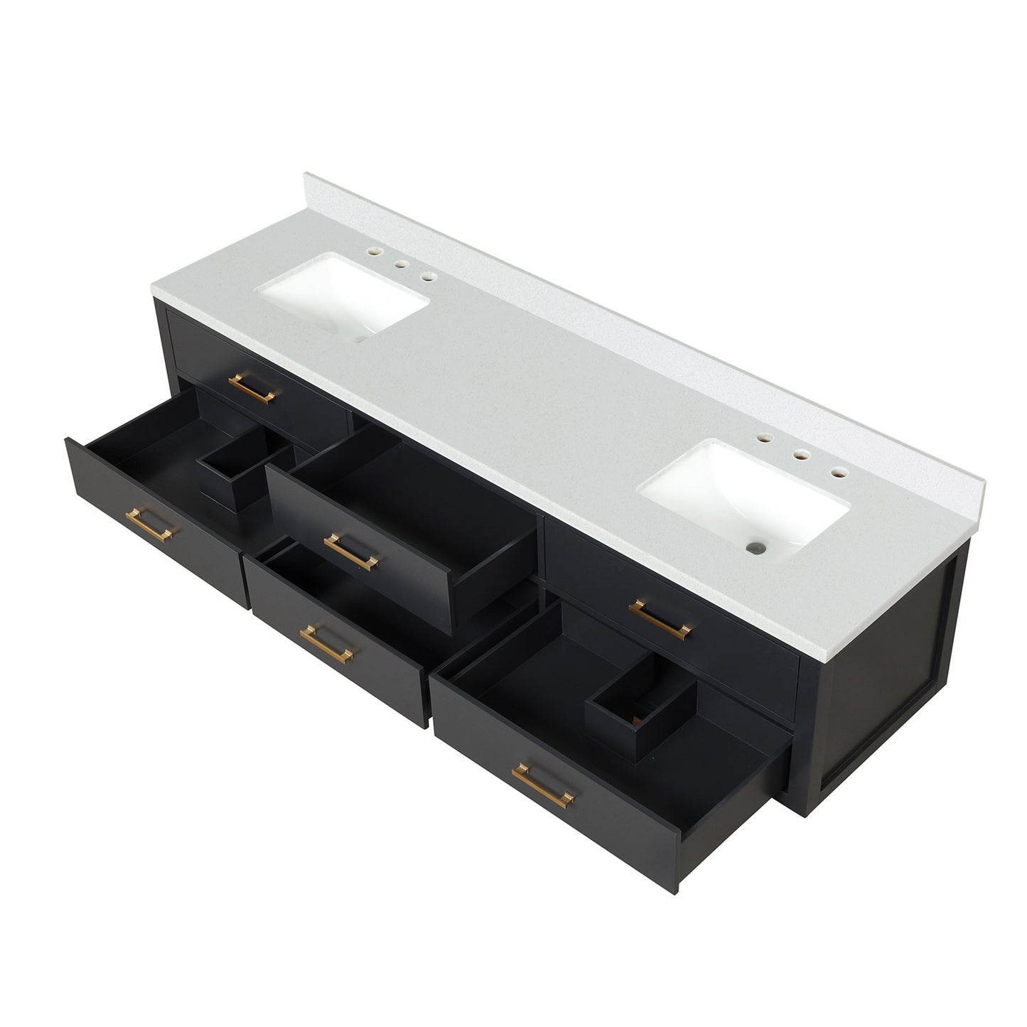 Castor 84 in W x 22 in D Black Double Bath Vanity