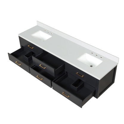 Castor 84 in W x 22 in D Black Double Bath Vanity