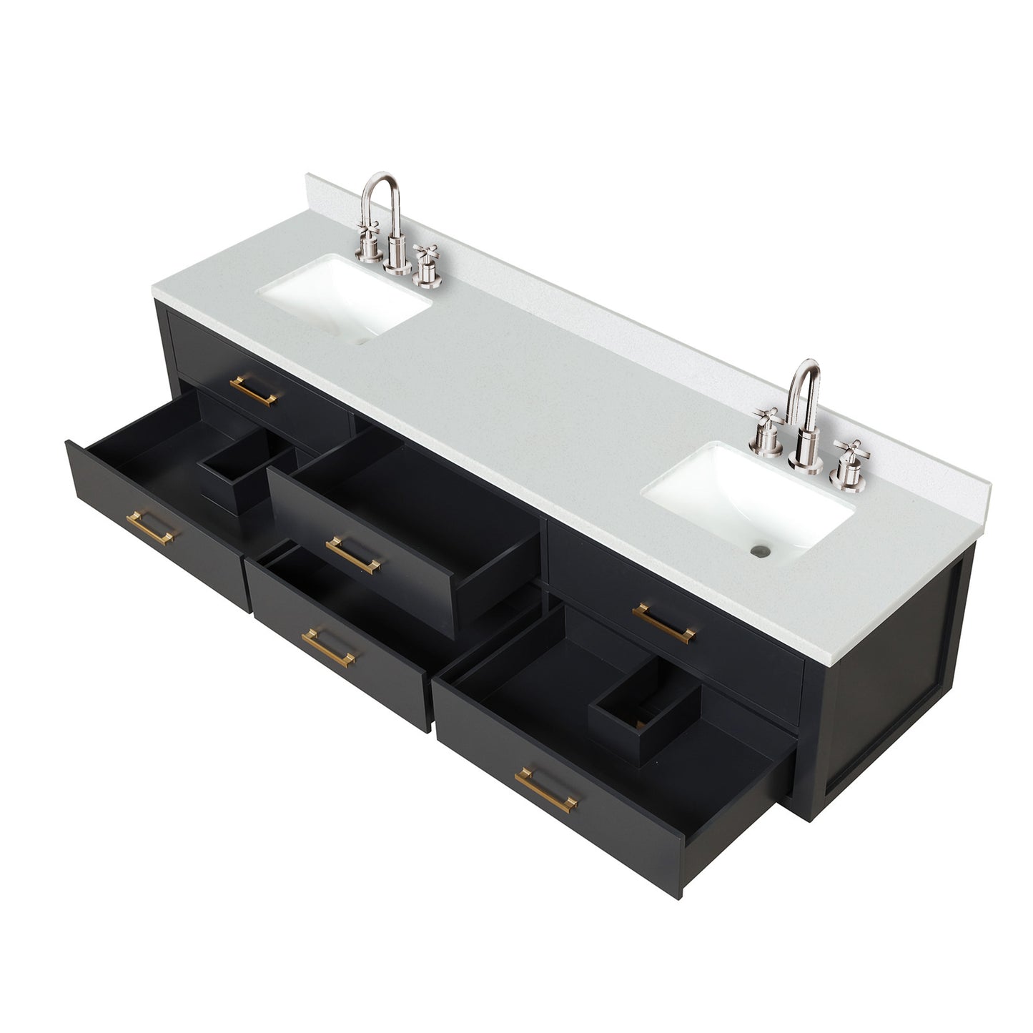 Castor 84 in W x 22 in D Black Double Bath Vanity