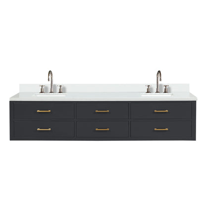 Castor 84 in W x 22 in D Black Double Bath Vanity
