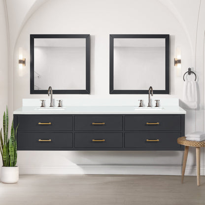 Castor 84 in W x 22 in D Black Double Bath Vanity