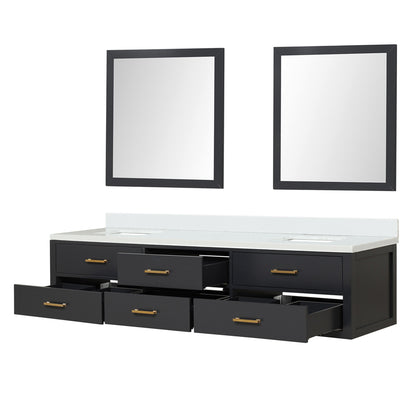 Castor 84 in W x 22 in D Black Double Bath Vanity