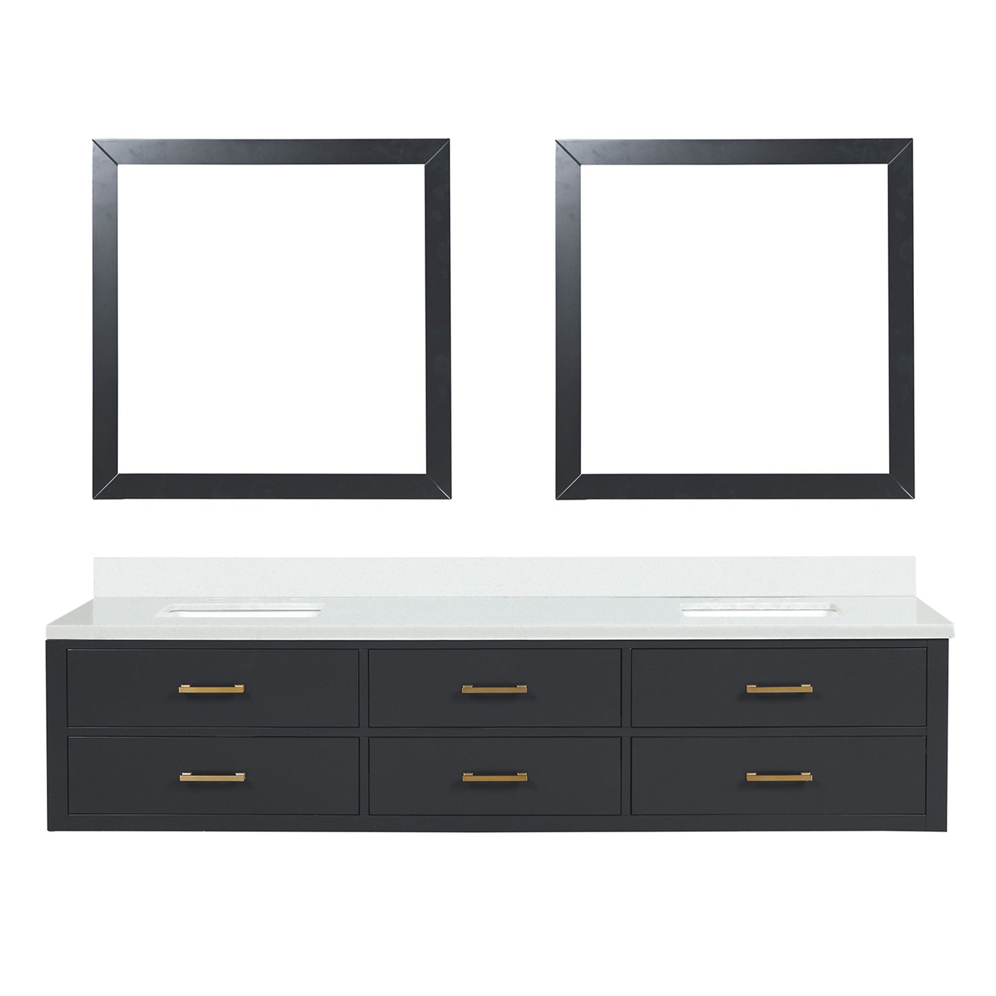 Castor 84 in W x 22 in D Black Double Bath Vanity