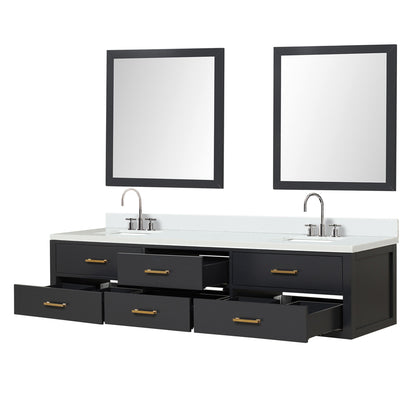 Castor 84 in W x 22 in D Black Double Bath Vanity