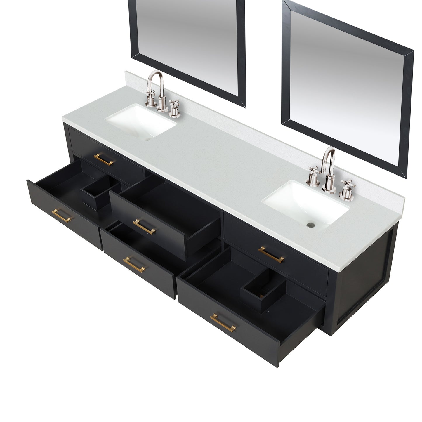 Castor 84 in W x 22 in D Black Double Bath Vanity