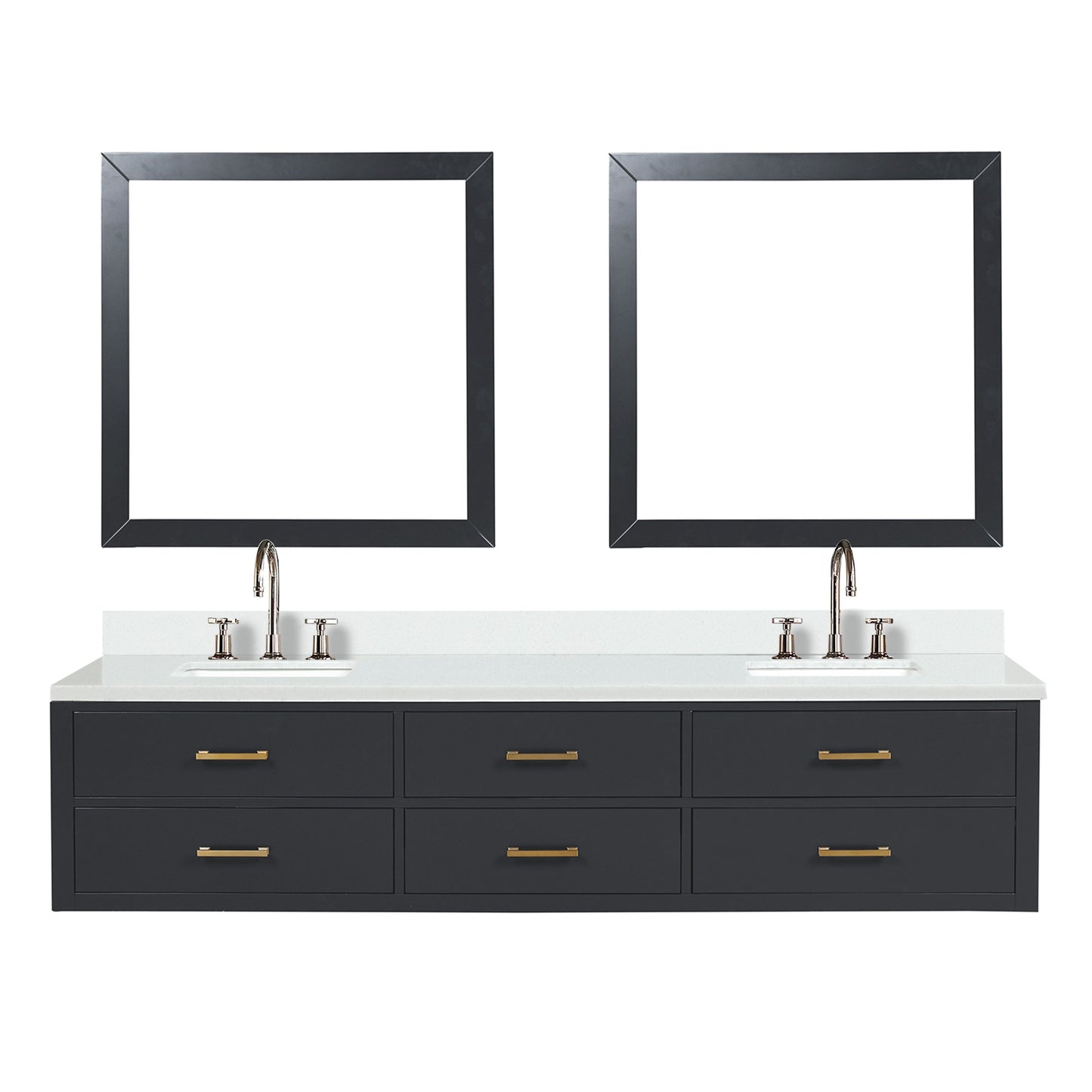 Castor 84 in W x 22 in D Black Double Bath Vanity