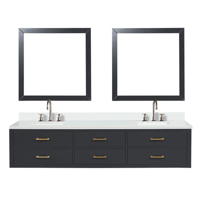 Castor 84 in W x 22 in D Black Double Bath Vanity