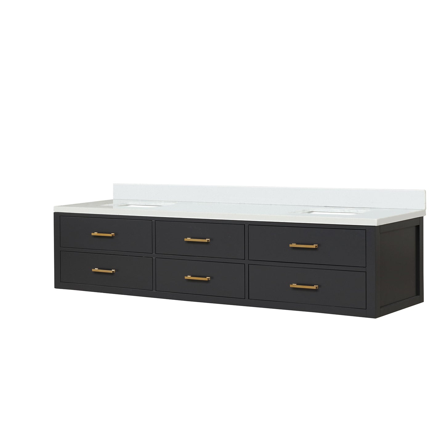Castor 84 in W x 22 in D Black Double Bath Vanity
