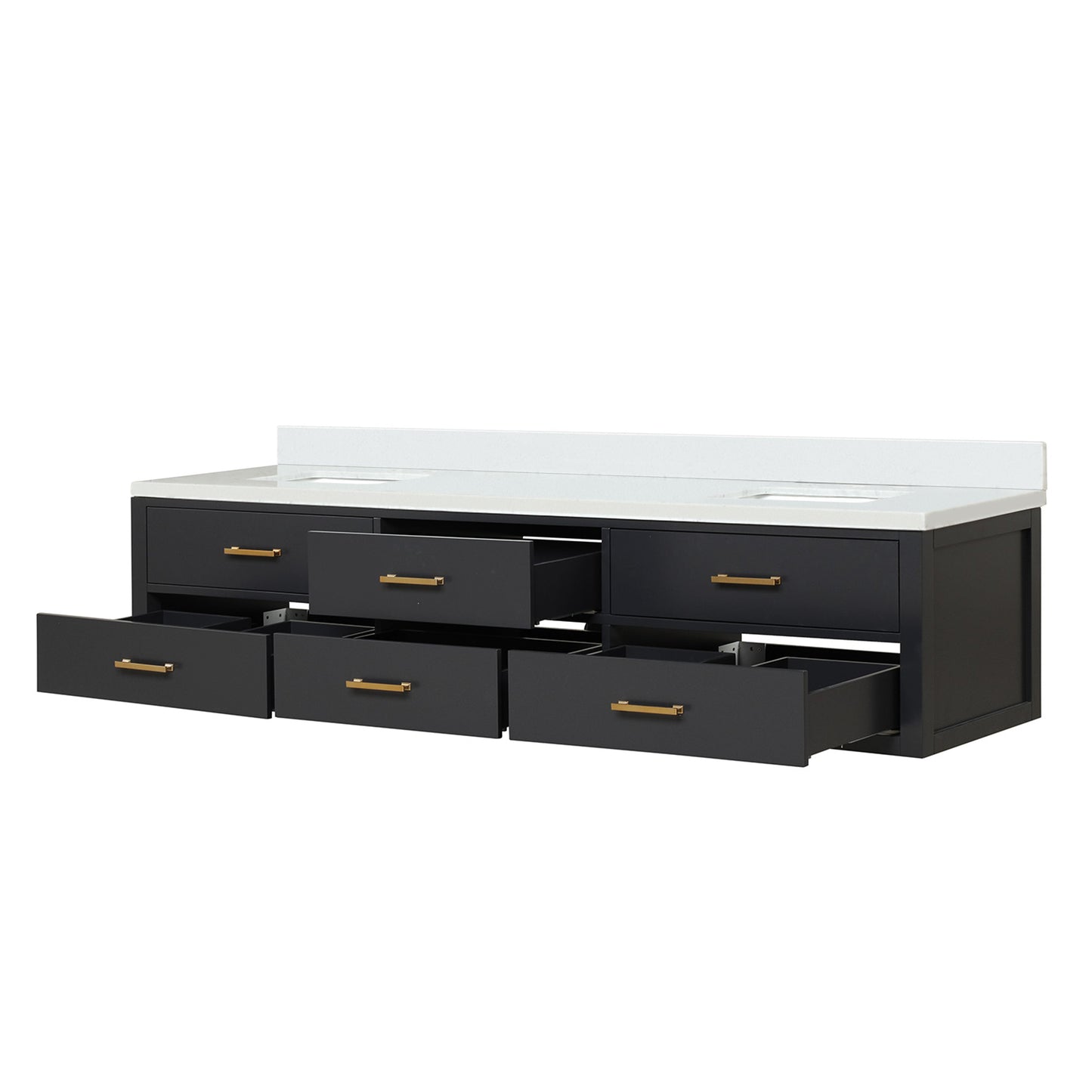 Castor 84 in W x 22 in D Black Double Bath Vanity