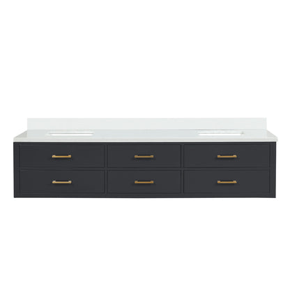 Castor 84 in W x 22 in D Black Double Bath Vanity