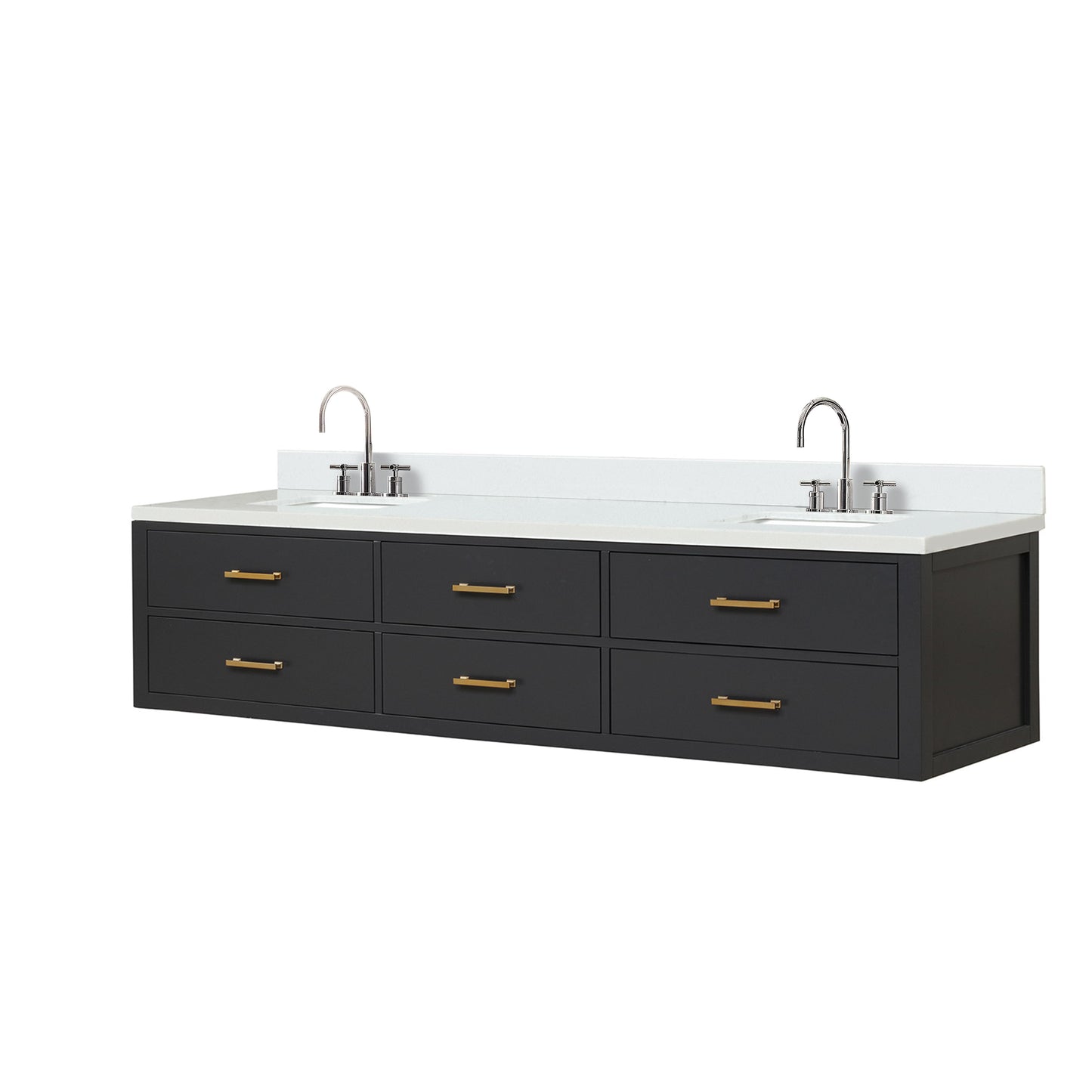 Castor 84 in W x 22 in D Black Double Bath Vanity