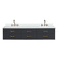 Castor 84 in W x 22 in D Black Double Bath Vanity