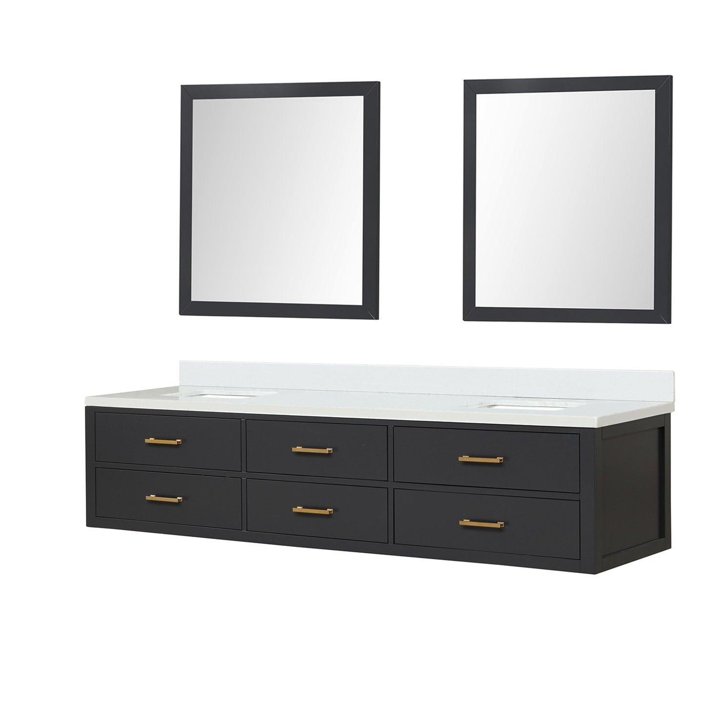 Castor 84 in W x 22 in D Black Double Bath Vanity