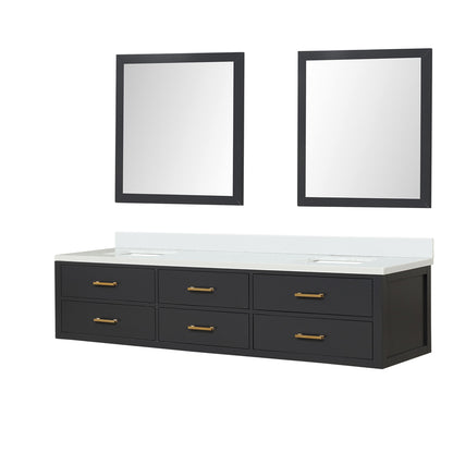 Castor 84 in W x 22 in D Black Double Bath Vanity
