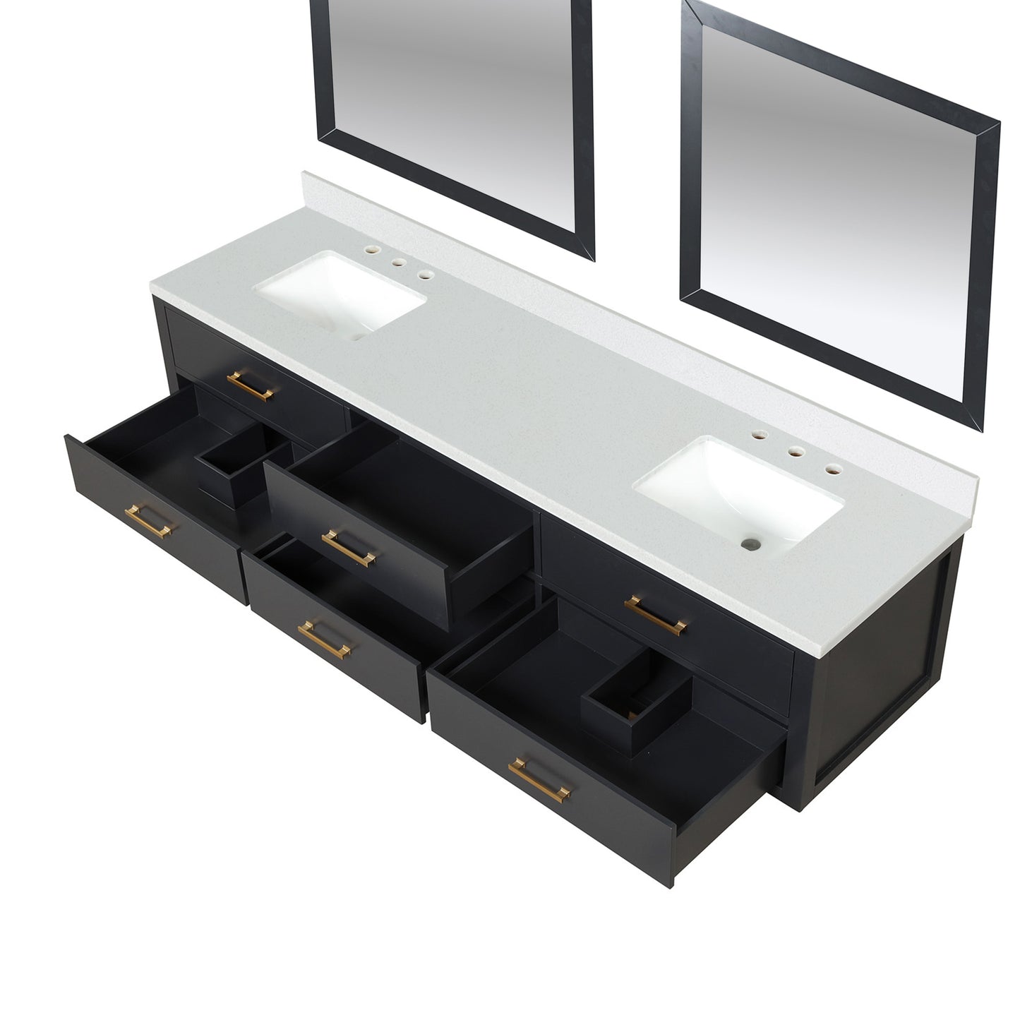 Castor 84 in W x 22 in D Black Double Bath Vanity