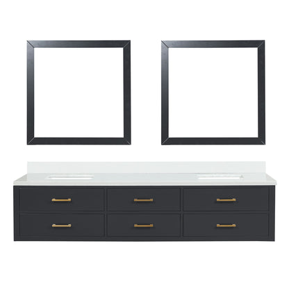 Castor 84 in W x 22 in D Black Double Bath Vanity