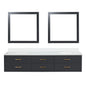 Castor 84 in W x 22 in D Black Double Bath Vanity