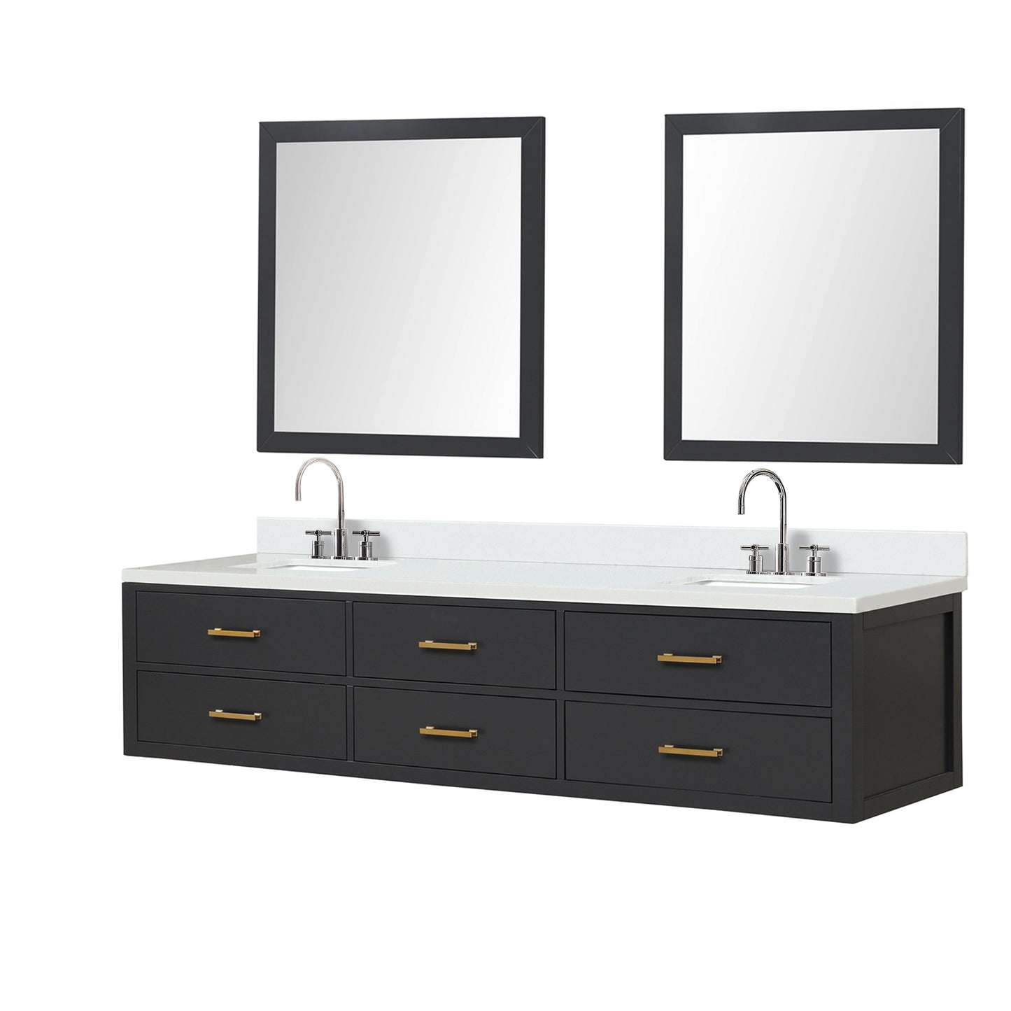 Castor 84 in W x 22 in D Black Double Bath Vanity