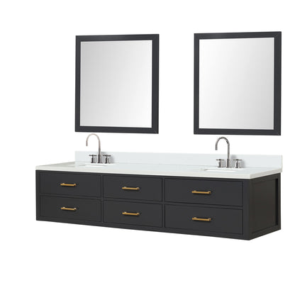 Castor 84 in W x 22 in D Black Double Bath Vanity