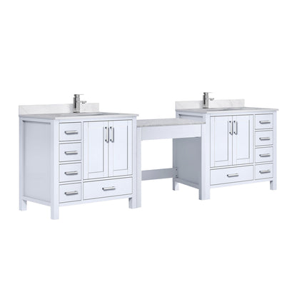 Coraline 102 in W x 22 in D White Double Bath Vanity