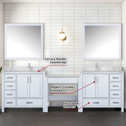 Coraline 102 in W x 22 in D White Double Bath Vanity