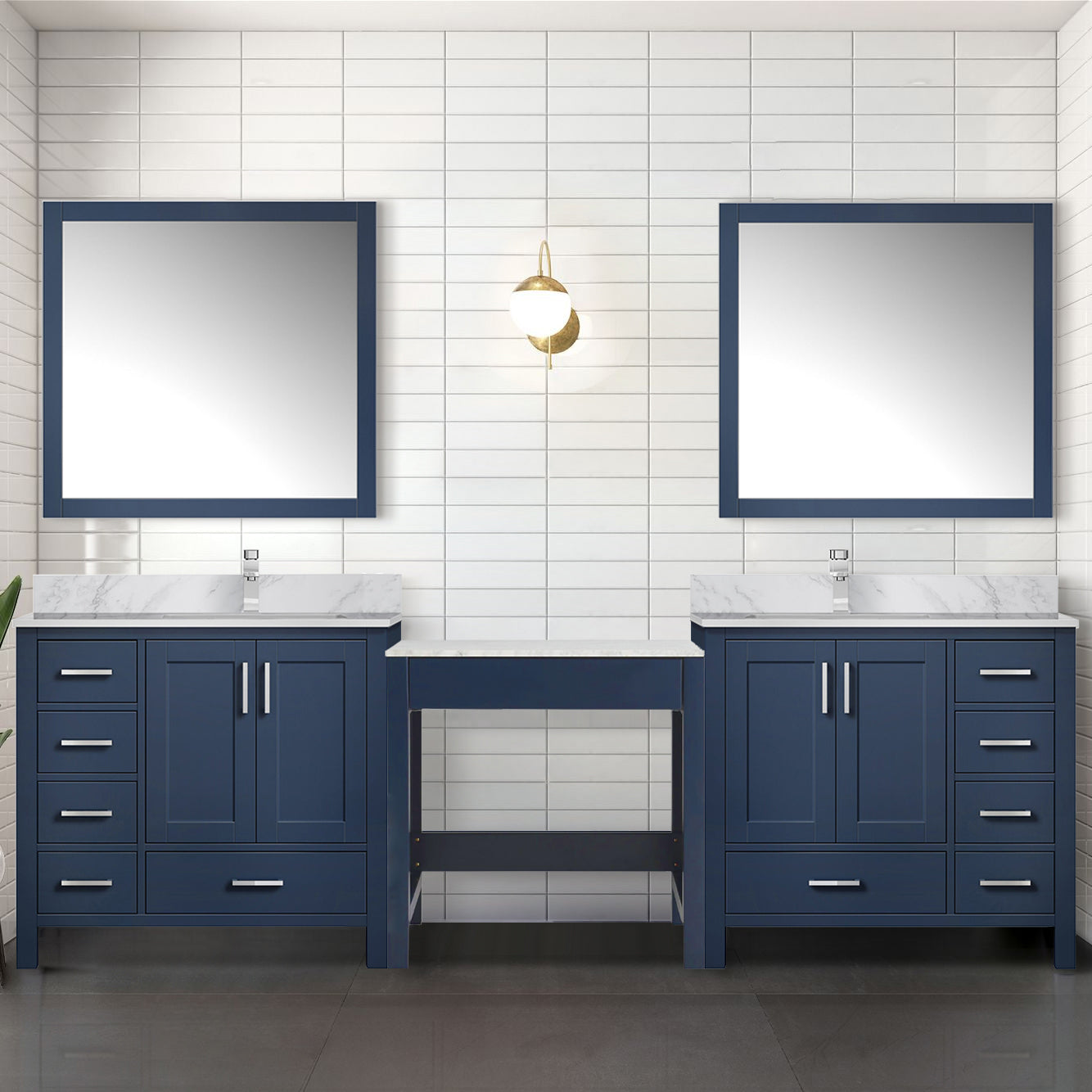 Coraline 102 in W x 22 in D Navy Blue Double Bath Vanity