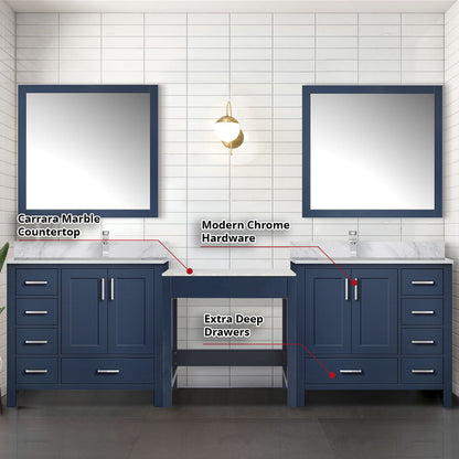 Coraline 102 in W x 22 in D Navy Blue Double Bath Vanity
