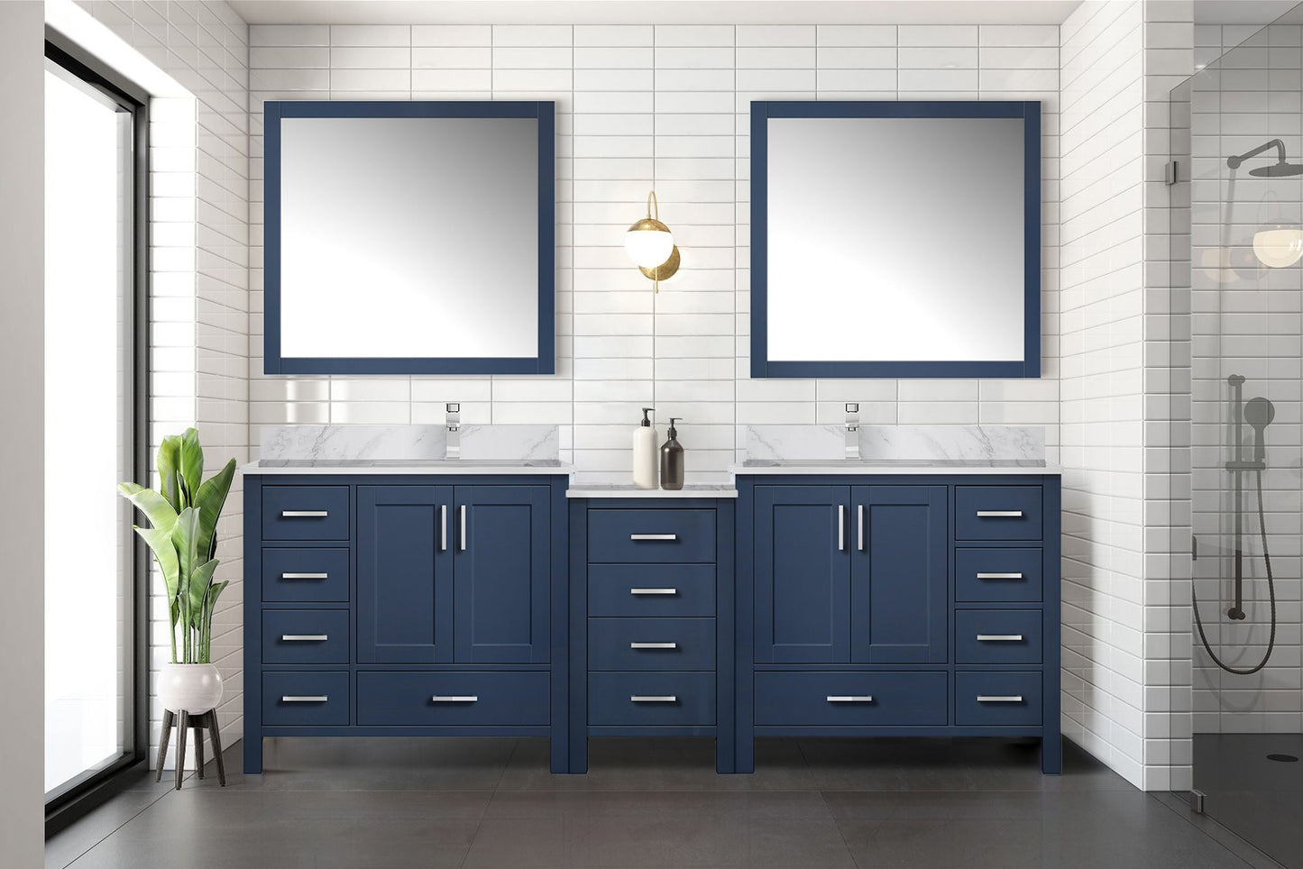 Coraline 92 in W x 22 in D Navy Blue Double Bath Vanity