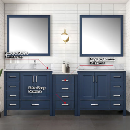 Coraline 92 in W x 22 in D Navy Blue Double Bath Vanity