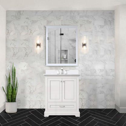 Dukes 30 in. W x 22 in. D White Single Bath Vanity and Cultured Marble Top