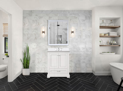 Dukes 30 in. W x 22 in. D White Single Bath Vanity and Cultured Marble Top