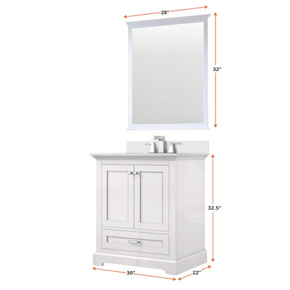 Dukes 30 in. W x 22 in. D White Single Bath Vanity and Cultured Marble Top