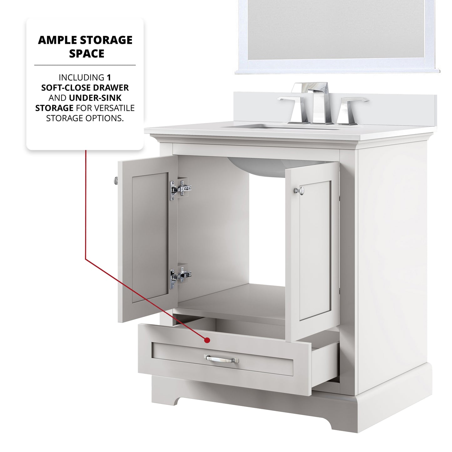 Dukes 30 in. W x 22 in. D White Single Bath Vanity and Cultured Marble Top