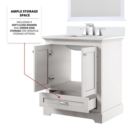 Dukes 30 in. W x 22 in. D White Single Bath Vanity and Cultured Marble Top