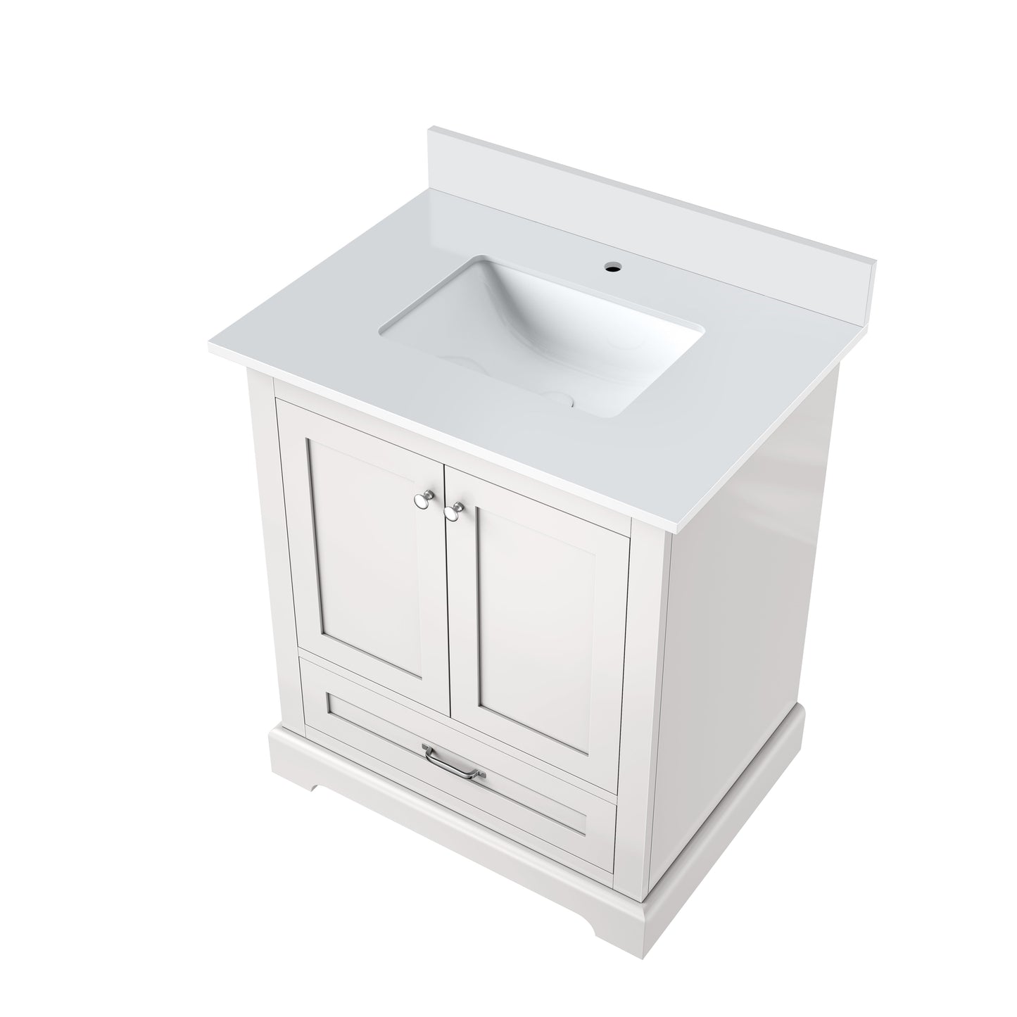 Dukes 30 in. W x 22 in. D White Single Bath Vanity and Cultured Marble Top