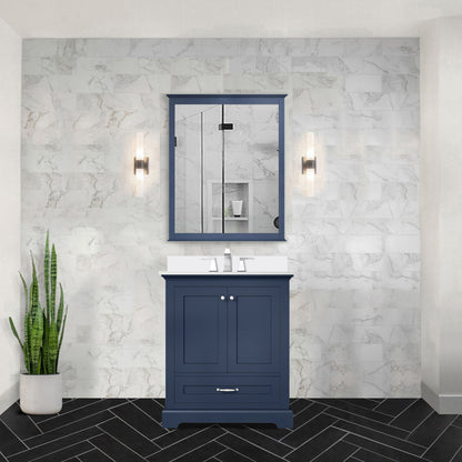 Dukes 30 in. W x 22 in. D Navy Blue Single Bath Vanity and Cultured Marble Top