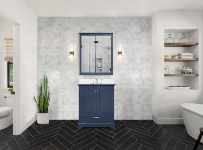 Dukes 30 in. W x 22 in. D Navy Blue Single Bath Vanity and Cultured Marble Top