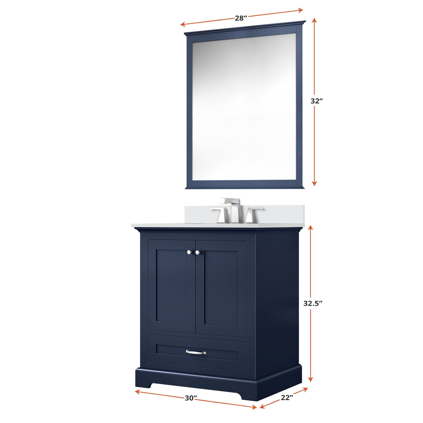 Dukes 30 in. W x 22 in. D Navy Blue Single Bath Vanity and Cultured Marble Top