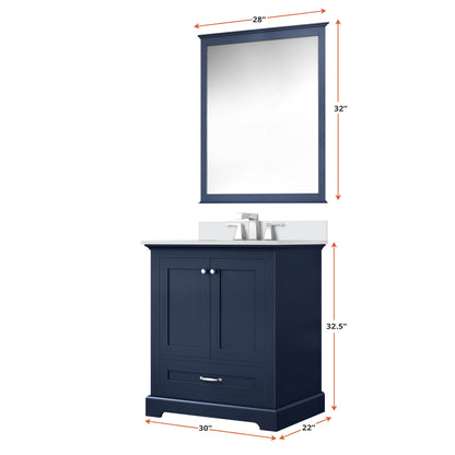 Dukes 30 in. W x 22 in. D Navy Blue Single Bath Vanity and Cultured Marble Top