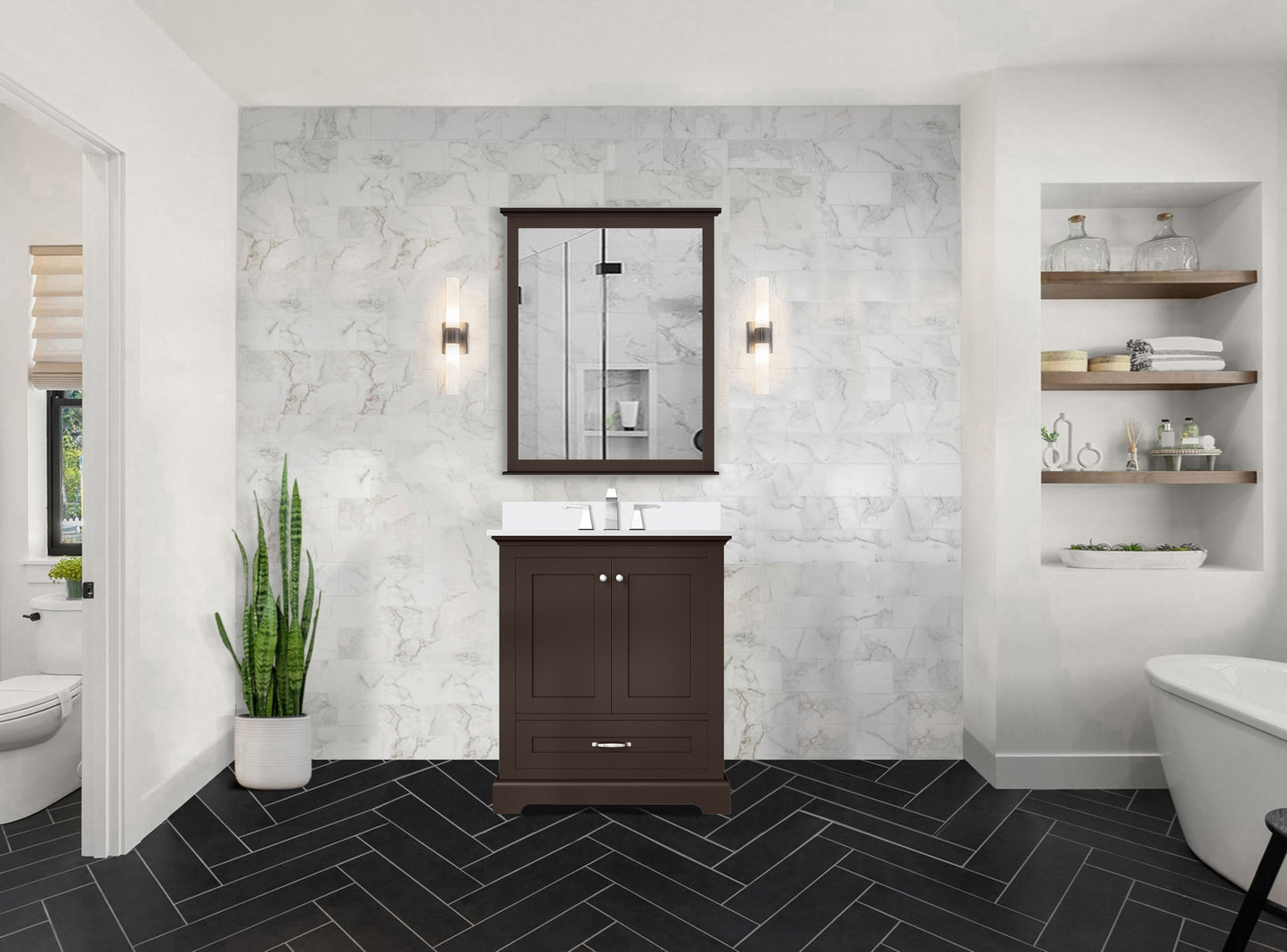 Dukes 30 in. W x 22 in. D Espresso Single Bath Vanity and Cultured Marble Top