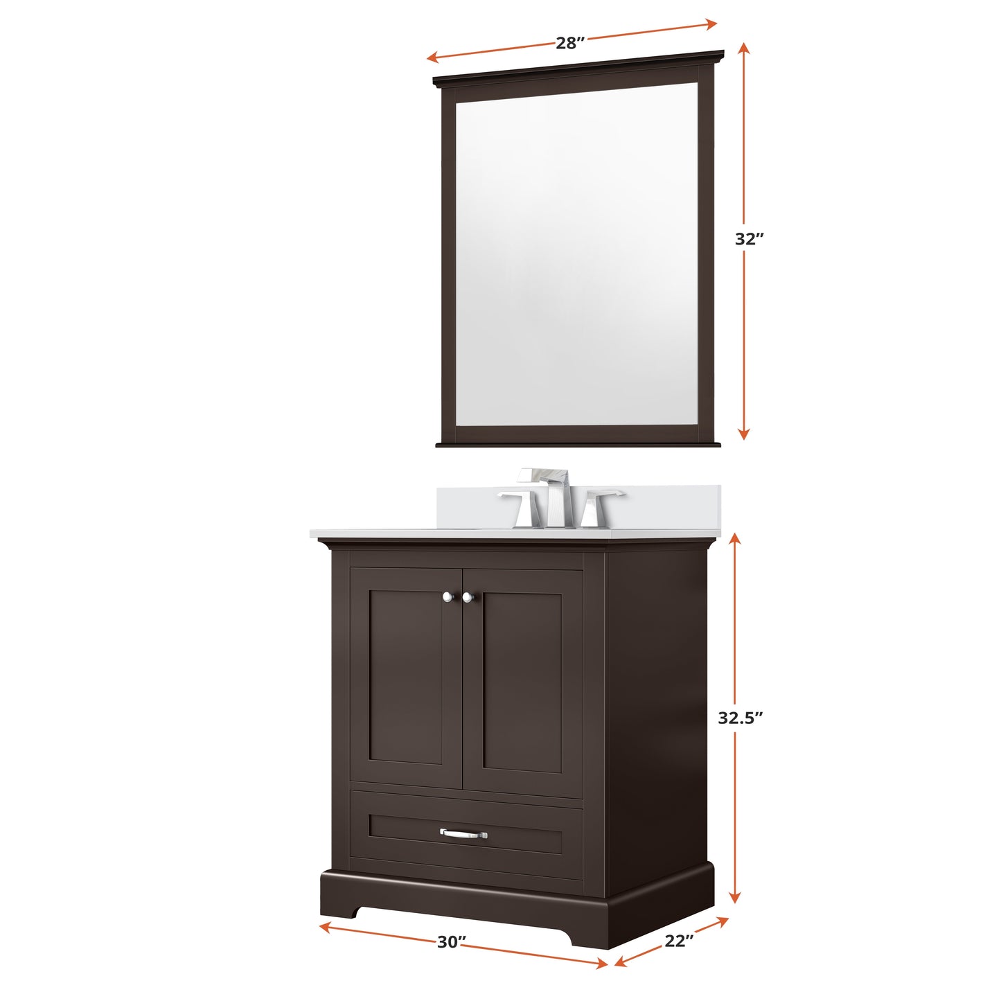 Dukes 30 in. W x 22 in. D Espresso Single Bath Vanity and Cultured Marble Top