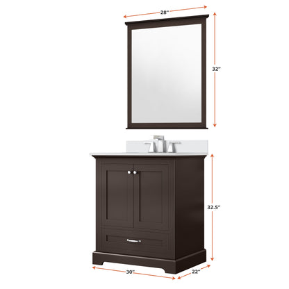 Dukes 30 in. W x 22 in. D Espresso Single Bath Vanity and Cultured Marble Top