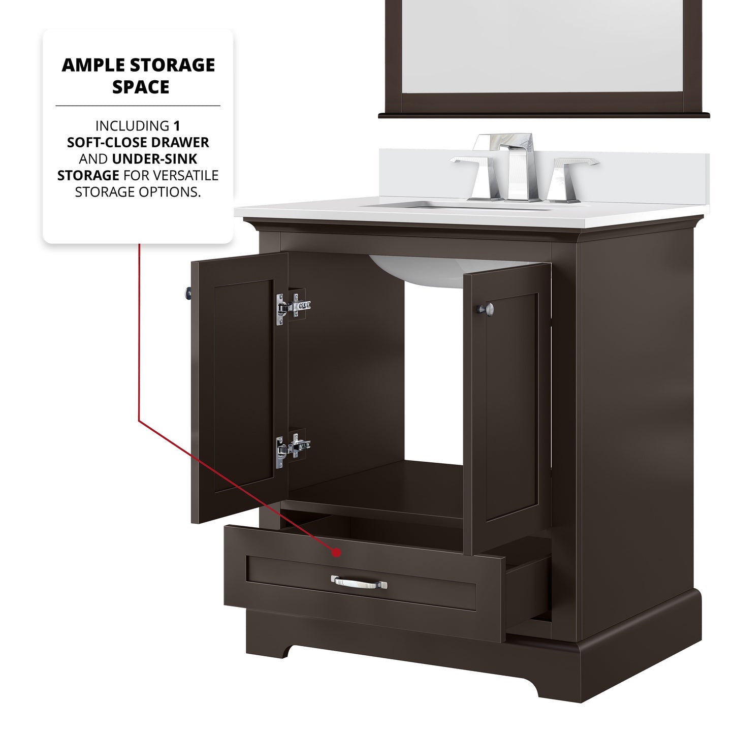 Dukes 30 in. W x 22 in. D Espresso Single Bath Vanity and Cultured Marble Top