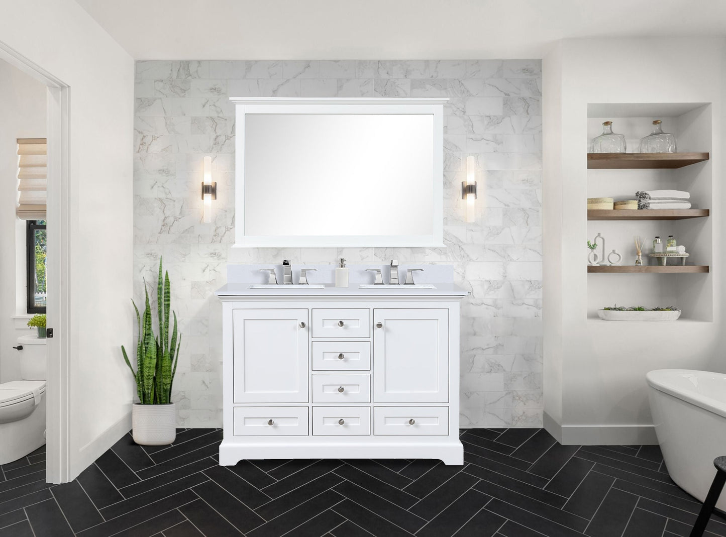 Dukes 48 in. W x 22 in. D White Double Bath Vanity