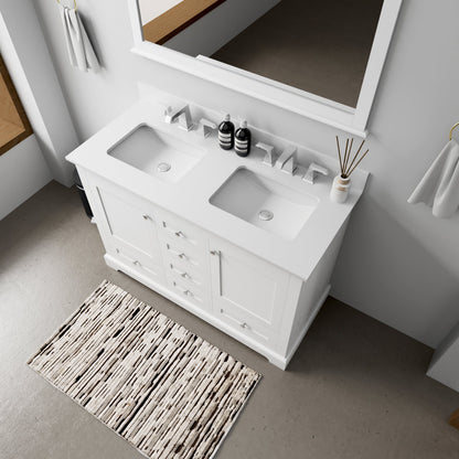 Dukes 48 in. W x 22 in. D White Double Bath Vanity