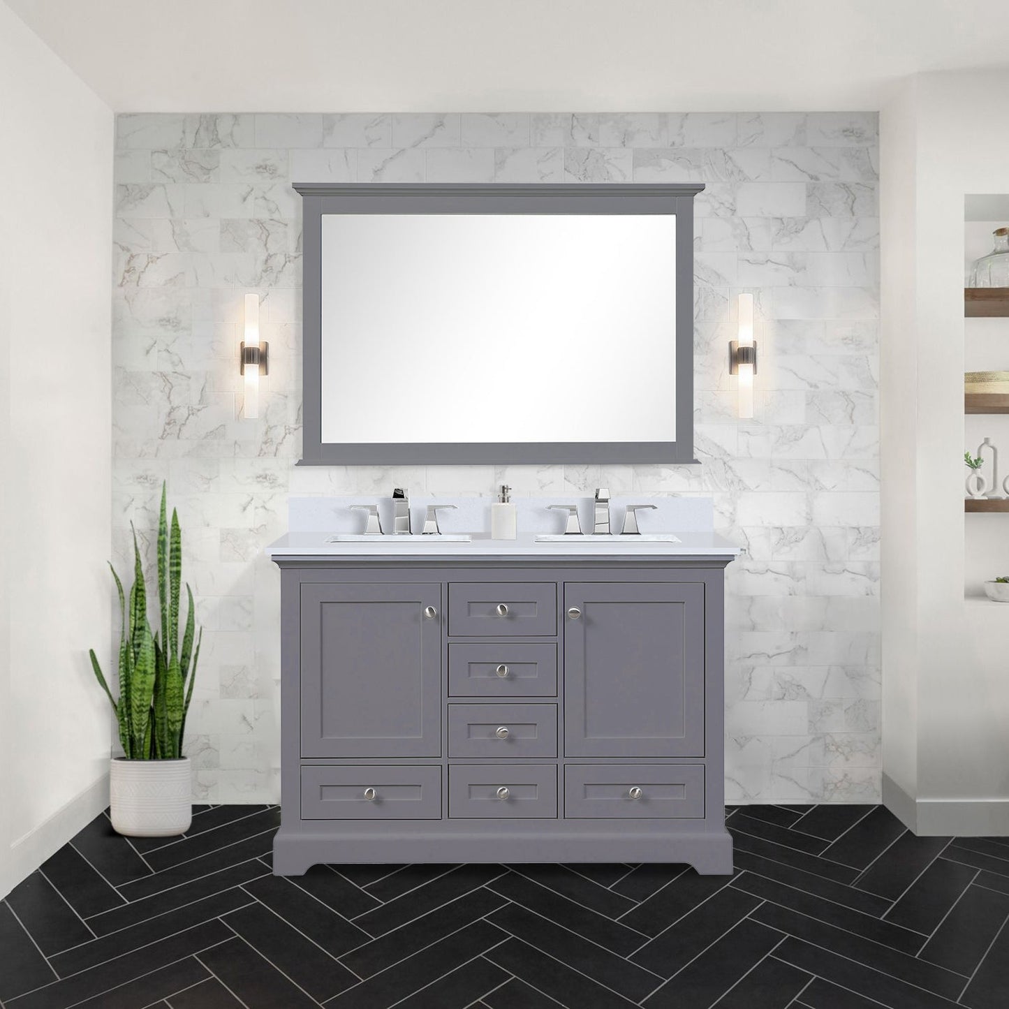 Dukes 48 in. W x 22 in. D Dark Grey Double Bath Vanity