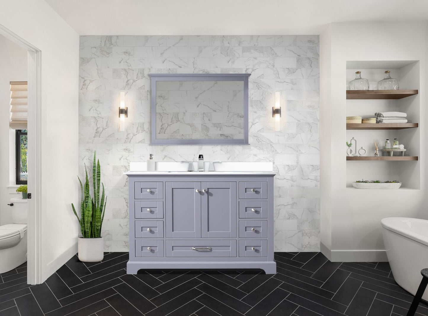 Dukes 48 in. W x 22 in. D Dark Grey Double Bath Vanity