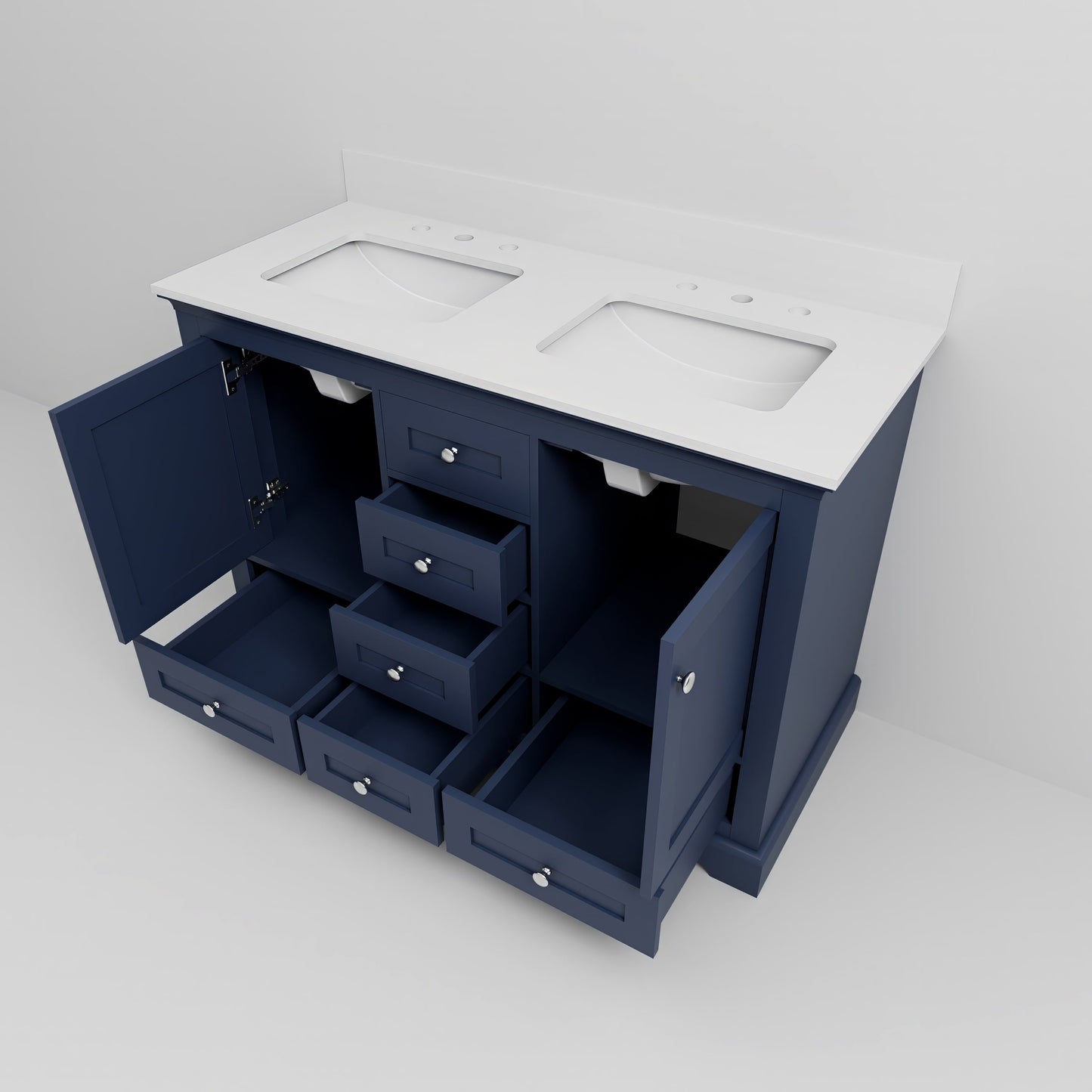 Dukes 48 in. W x 22 in. D Navy Blue Double Bath Vanity