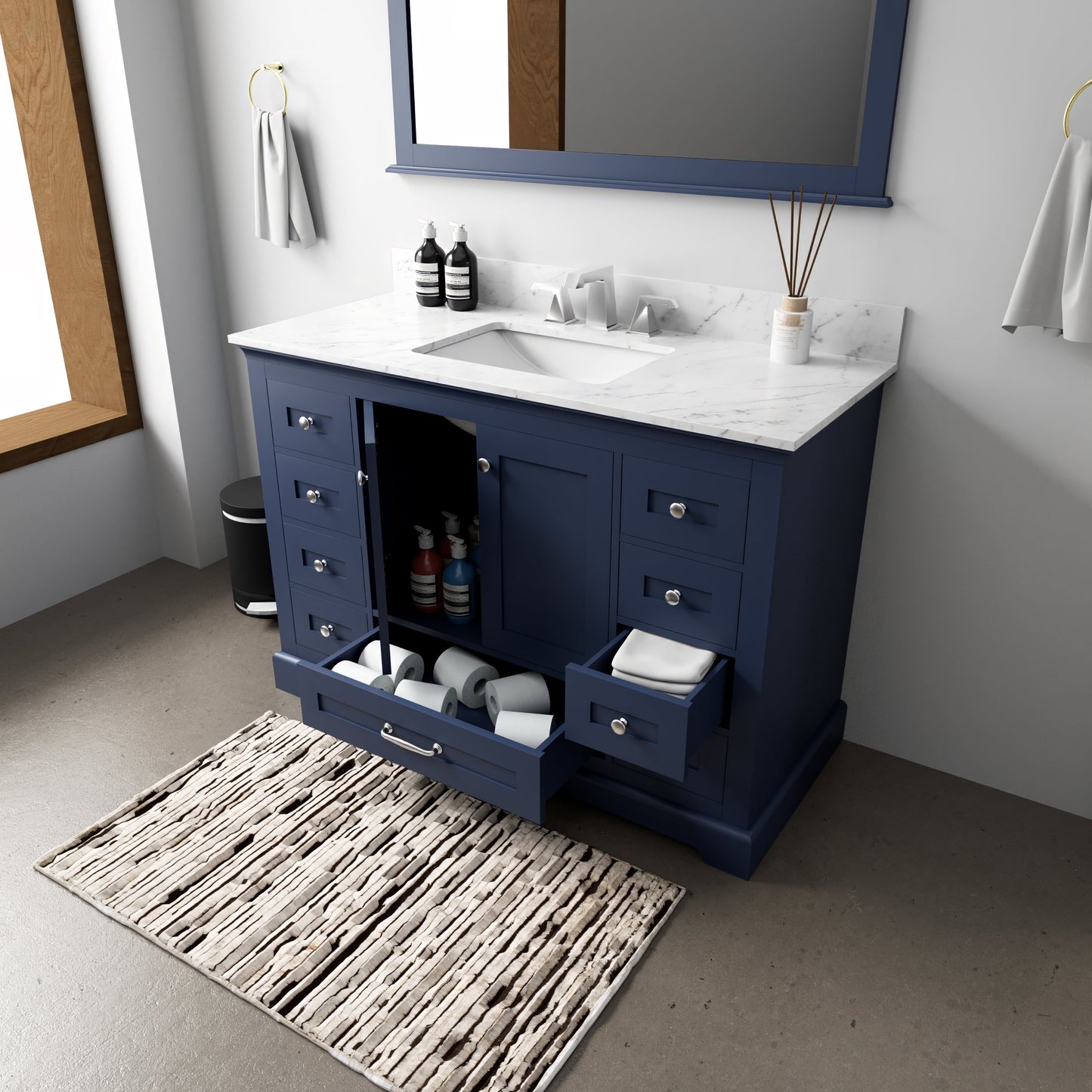 Dukes 48 in. W x 22 in. D Navy Blue Single Bath Vanity